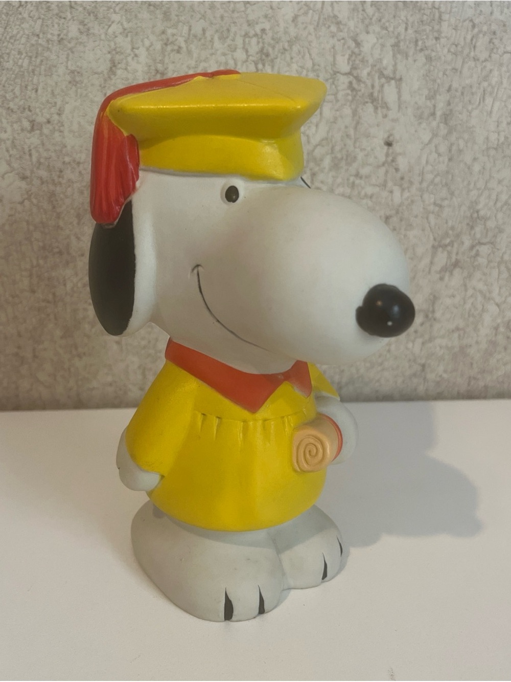 Vintage Snoopy Graduation Coin Bank Peanuts Graduate Cap Gown Vinyl Danara 1966